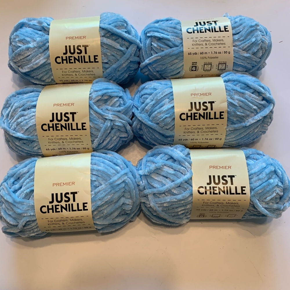 6 Skeins Premier Yarn chenille light  blue color